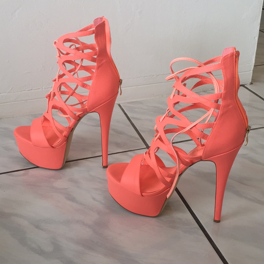 Coral platform high heels